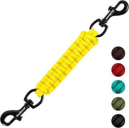 PetBonus Dog Collar Safety Clip, Handmade Backup Safety Strap for Dog Harness, Prong, Pinch Collar, Double Ended Clasp Leash Connector (Yellow)