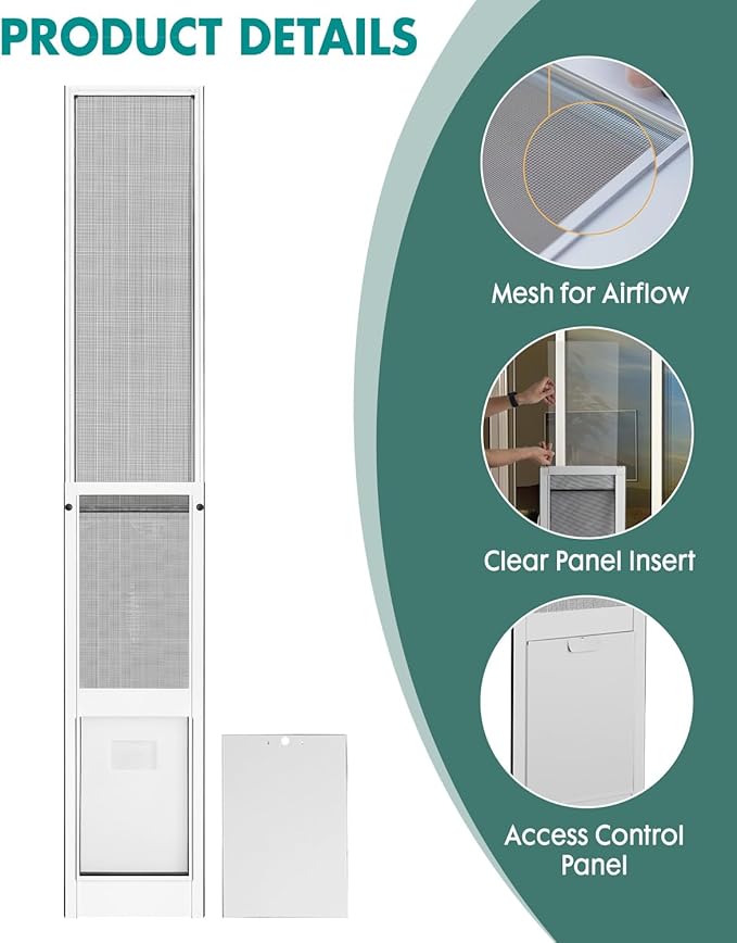 Dog Door for Sliding Door - Large Dog Door for Sliding Glass Door - Patio Sliding Door Dog Door Insert - Easy Installation, Security Lock, Weather Proof Panel