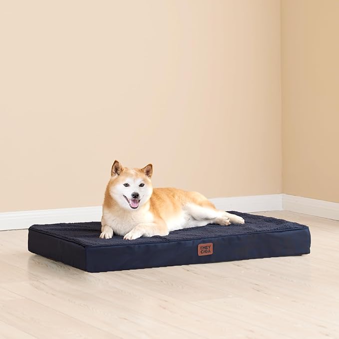 EHEYCIGA Orthopedic Dog Beds for Large Dogs with Removable Washable Cover, Navy, 36x27