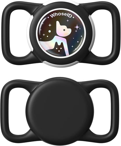 Waterproof Airtag Dog Collar Holder, Silicone & ABS Airtag Holder for Dog & Cat Collars, Ultra-Durable, Lightweight and Protective Airtag Case (Black-1, Regular)