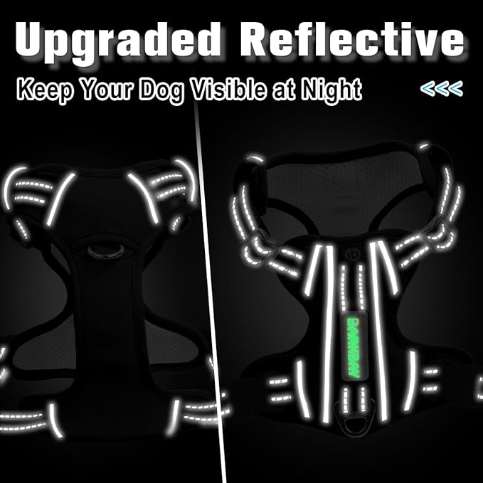 BARKBAY Dog Harness No Pull Oxford with ID Tag Pocket - Heavy Duty, Reflective, Easy Control for Large Dogs(Black Oxford,XS)