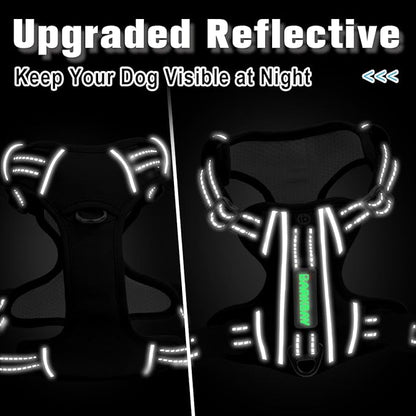 BARKBAY Dog Harness No Pull Oxford with ID Tag Pocket - Heavy Duty, Reflective, Easy Control for Large Dogs(Black Oxford,XS)