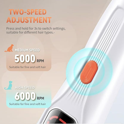 2026 New Pet Precision Trimmer, Dog Paw Trimmer with LED Light, Low Noise, IP68 Waterproof, Dual-Speed Motor, Suit for Trimming Paw, Ear, Face, Butt, Eyebrows, USB Rechageble (White Variant)