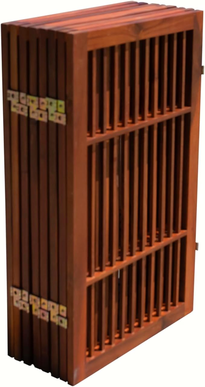 Urnporium Pet Dog Gate Freestanding, Strong Durable Folding Wooden Fence, Portable Acacia Hardwood Safety Barrier for Indoor & Outdoor Use (Brown Pet Gate, 8 Panel 30" Tall)