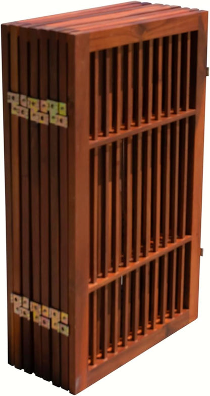 Urnporium Pet Dog Gate Freestanding, Strong Durable Folding Wooden Fence, Portable Acacia Hardwood Safety Barrier for Indoor & Outdoor Use (Brown Pet Gate, 8 Panel 30" Tall)