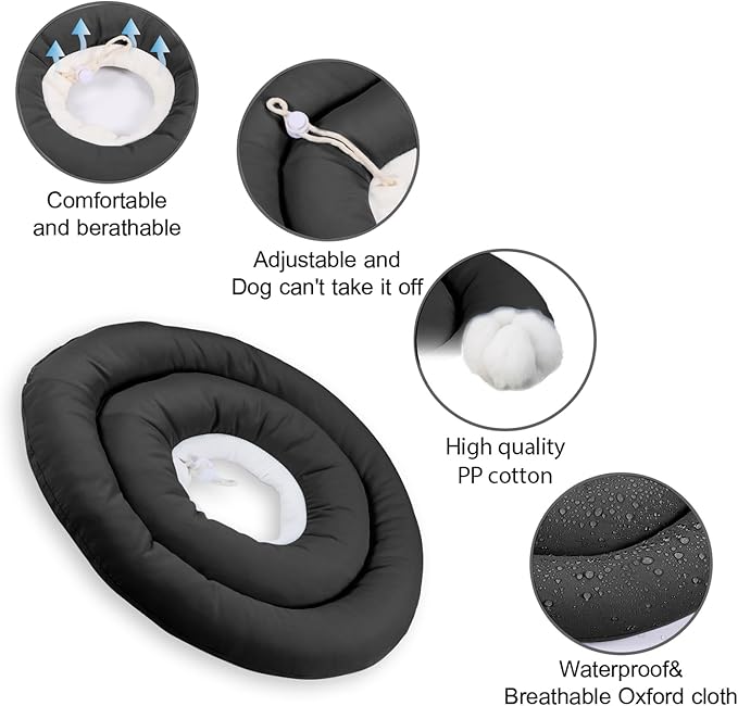 Comfortable Adjustable Soft Cone Alternative - Medium Dog & Cat Recovery Collar, Elizabethan Donut Collar, Different Sizes for Small, Medium & Large Pets