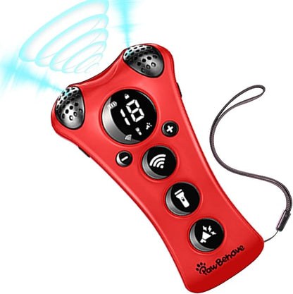 PawBehave Ultrasonic Dog Bark Deterrent Device –10-Level Adjustable Anti Barking Trainer with Flashlight, Strobe, E-Clicker(18 Whistle Sounds)–No Shock, Collar-Free Dog Behavior Correction Devices