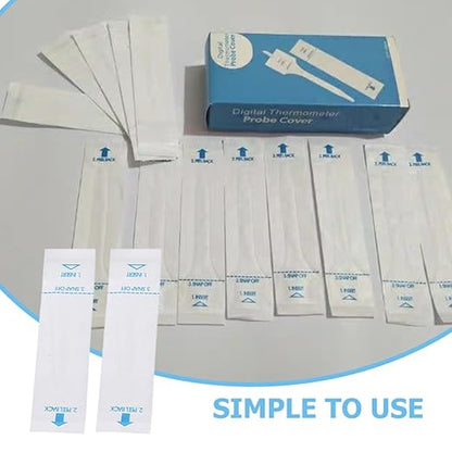 100Pcs Universal Probe Paper Covers Protective Sleeves for Rectal and Digital Thermometers for Home and Veterinary Use