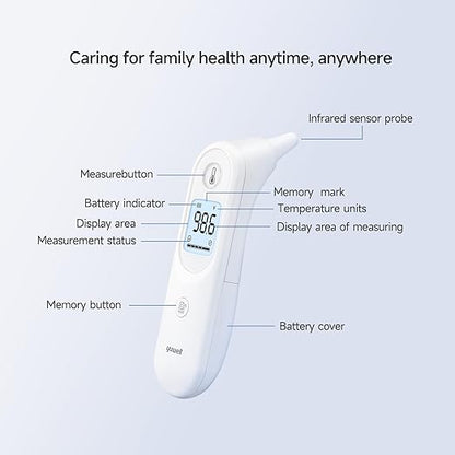 yuwell Digital Thermometer for Adults and Kids | Medical Graded Ear Thermometer, Baby and Kid Friendly | Measurement in Seconds, High Temperature Alert, Large Display, 7 Reading Storage