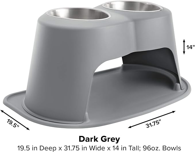 WeatherTech Double High Pet Feeding System - Elevated Dog/Cat Bowls - 14 inch High Dark Grey (DHC9614DGDG)