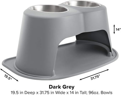 WeatherTech Double High Pet Feeding System - Elevated Dog/Cat Bowls - 14 inch High Dark Grey (DHC9614DGDG)