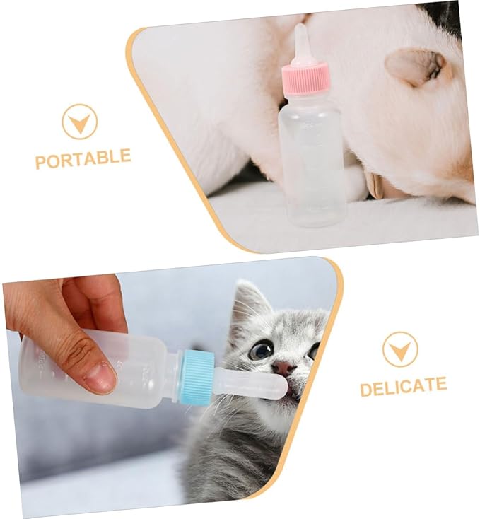 WOONEKY 2pcs Kitten Milk Bottle Puppy Feeding Bottles for Small Animals Optimal Capacity Convenient Design for Kittens and Puppies and Easy to Use