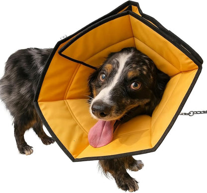 Soft Cone for Large Dogs – XL Comfortable Adjustable Recovery Collar – Protective E-Collar for Surgery, Neutering & Wounds – Yellow