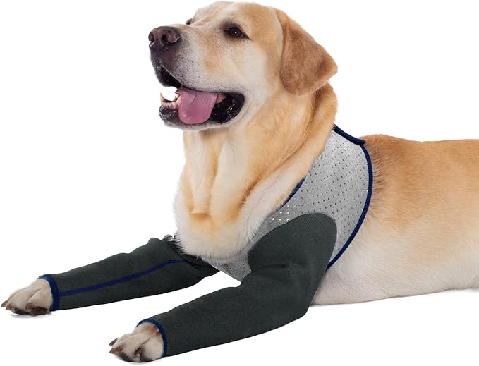 Coodeo Dog Recovery Sleeves, Cone Collar Alternative, Abrasion Resistant Dog Recovery Suit, Washable 2.5mm Thick and Waterproof, Pet Wounds Prevent Licking, Biting (Grey, S)