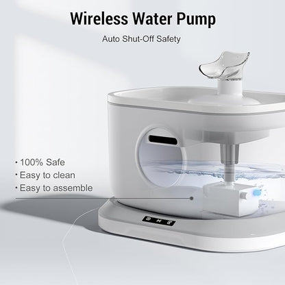 Cat Water Fountain Wireless, Battery Operated Cat Fountain for Drinking, 2.6L/88oz Cordless Pet Fountain with Motion Sensor Automatic Water Dispenser Wireless Pump 2 Filters Indoor BPA-Free