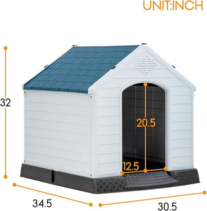 BestPet Dog House Indoor Outdoor Insulated Kennel Durable Plastic Dog House for Small Medium Large Dogs Weather & Water Resistant Pet Crate with Air Vents and Elevated Floor