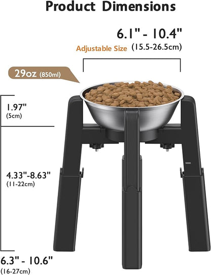 CZPET Elevated Dog Bowl, Raised Dog Bowl Stand with 51oz Stainless Steel Bowl Large Capacity, Height and Size Adjustable & Anti-Slip Stand for Large Dogs