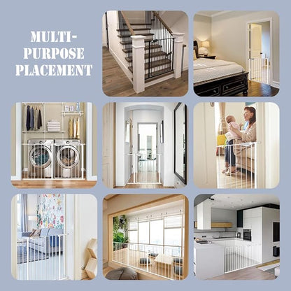 DEARBB Triple Lock Baby Gate for Stairs Doorways and House 31" to 86" Extra Wide Pressure Mounted Easy Walk Through Auto Close Safety Pet Gate Black 49.21-67.32"