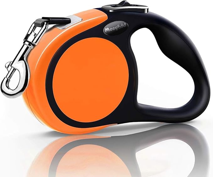 Heavy Duty Retractable Dog Leash-16ft Strong & Durable Walking Leash for S to L Dogs up to 45/115 lbs, Upgraded Lock System, Non Slip Grip, Tangle Free (Orange, Medium-Large Sized)
