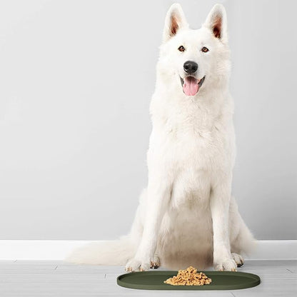 DogBuddy Dog Food Mat - Waterproof Dog Bowl Mat, Silicone Pet Mat for Food and Water Bowls, Nonslip Pet Feeding Mat with Edges, Dogs Food Mats for Floors, Puppy Supplies (Large, Khaki Green)