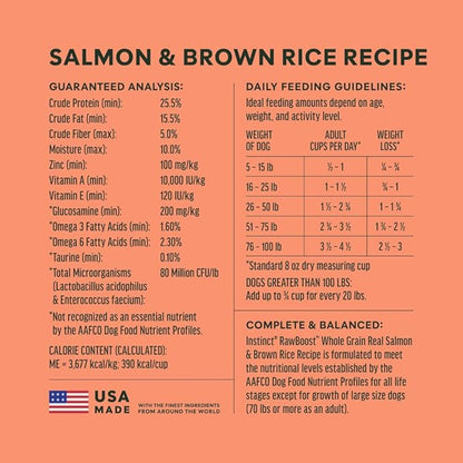 Instinct RawBoost, Natural Dry Dog Food with FreshDried Raw, Whole Grain Recipe - Real Salmon & Brown Rice, 3.5 lb. Bag