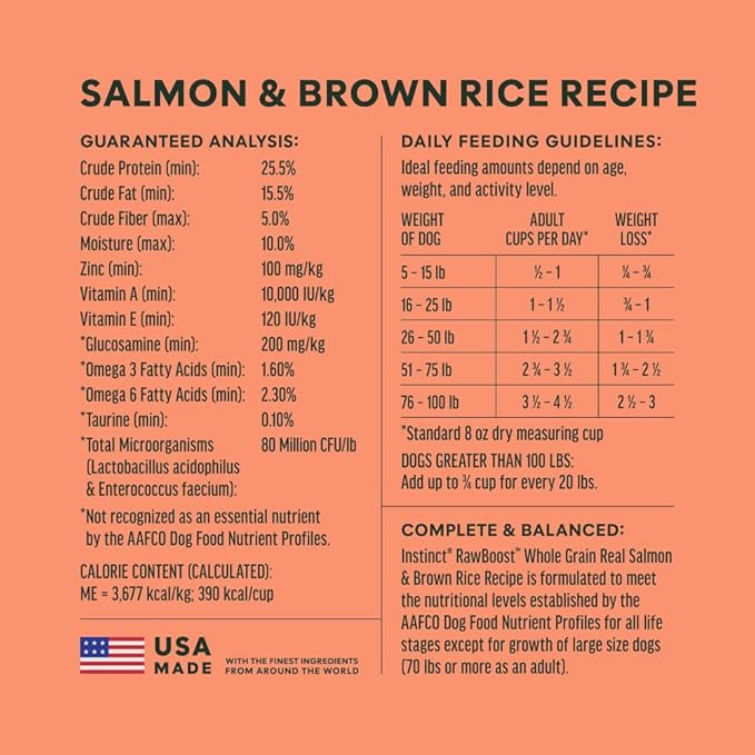 Instinct RawBoost, Natural Dry Dog Food with FreshDried Raw, Whole Grain Recipe - Real Salmon & Brown Rice, 19 lb. Bag