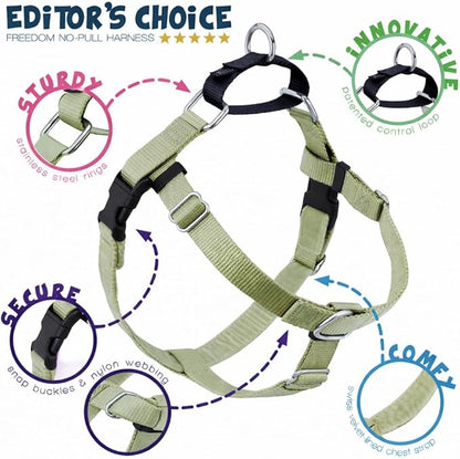 2 Hounds Design Freedom No Pull Dog Harness, Adjustable Harness, Easy Walking & Comfortable Control, Fits Small, Medium & Large Dogs, Solid Colors, Made in USA,1" XL, Tan