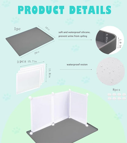 Dog Litter Box with High Walls,Indoor Dog Potty for Small and Medium Dogs,No Spill Pee Pad Holder Tray for Dogs Work with Most Training Pads and Easy to Clean.