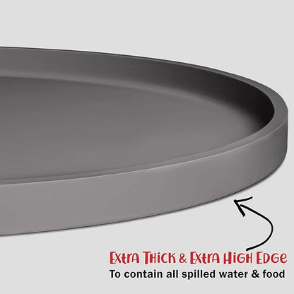 DogBuddy Dog Food Mat - Waterproof Dog Bowl Mat, Silicone Pet Mat for Food and Water Bowls, Nonslip Pet Feeding Mat with Edges, Dogs Food Mats for Floors, Puppy Supplies (Small, Gray)