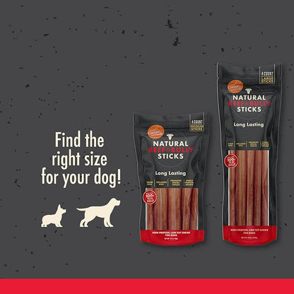 Canine Naturals | Natural Beef & Bully Sticks | 48 Count | Long-Lasting, Odor Free, High Protein Chews Made with 100% Real Bully | Bulk Carton Medium Sticks