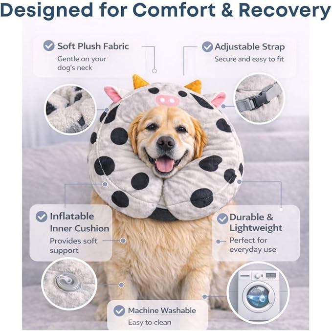Soft Inflatable Dog Recovery Collar for Medium & Large Dogs – Cone Alternative After Surgery – Moccamocs
