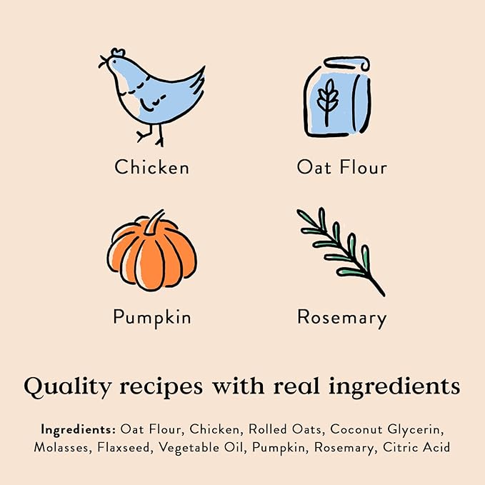 Bocce's Bakery Oven Baked Chicken Recipe Treats for Dogs, Wheat-Free Everyday Dog Treats, Made with Real Ingredients, Baked in The USA, Natural Soft & Chewy Cookies, Chicken, 6 oz