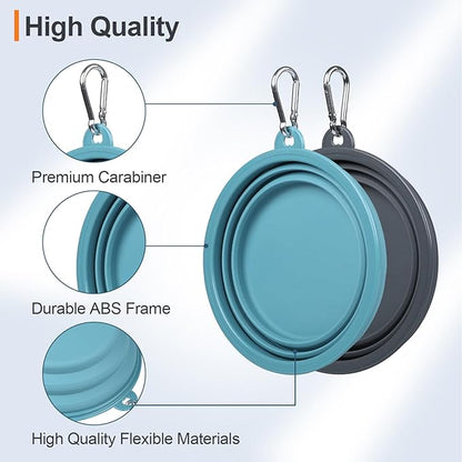 Kytely Collapsible Dog Bowls for Travel, 2Pack Dog Portable Water Bowl, Foldable Pet Food Bowl with Clasp, Pet Cat Feeding Cup Dish for Traveling, Walking, Hiking