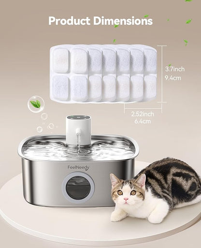 6 Pack Cordless Dog Water Replacement Filters & 6 Packs Pump Filters Sponges Compatible with Battery Operated Stainless Steel 8L Dog Water Fountain (FN-W18)