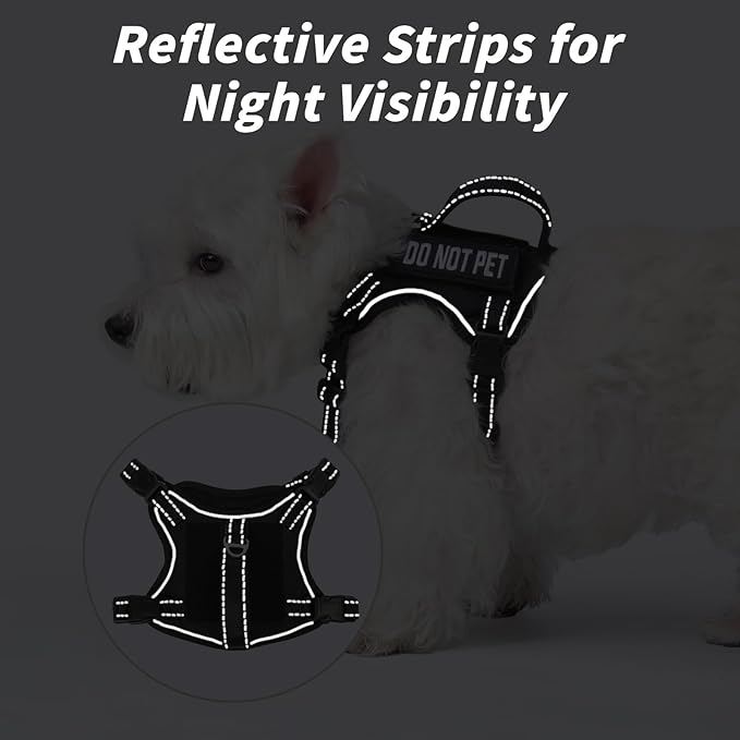 Tactical Dog Harness for Small Dog - Reflective Puppy Pet Vest No Pull Military Service Dog Vest with Vertical Handle XS Dog Harness for Outdoor Training