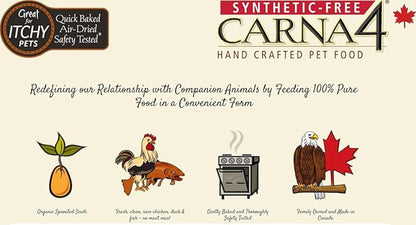 CARNA4 Air Dried Dog Food, Chicken Recipe, Quick Baked Whole Food Nutrition with Sprouted Seeds, Natural Probiotics & Enzymes, No Synthetics - 3 Pound