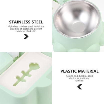 GALPADA Automatic Stainless Steel Dog Bowl with Water Container and Food Dispenser, Wear-Resistant Pet Feeder for Puppies and Dogs, Green, Suitable for Home Use