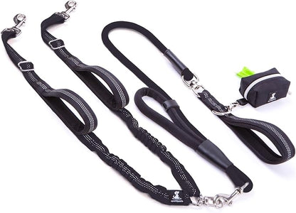 Premium Double Leash for Two Dogs – Shock Absorbing Anti Pull Double Lead for Medium & Large Breeds with Adjustable Dual Leash Attachment for 2 Dogs