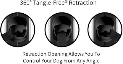TUG 360° Tangle-Free Retractable Dog Leash with Anti-Slip Handle | 16 ft Strong Nylon Tape | One-Handed Brake, Pause, Lock (Large, Grey)