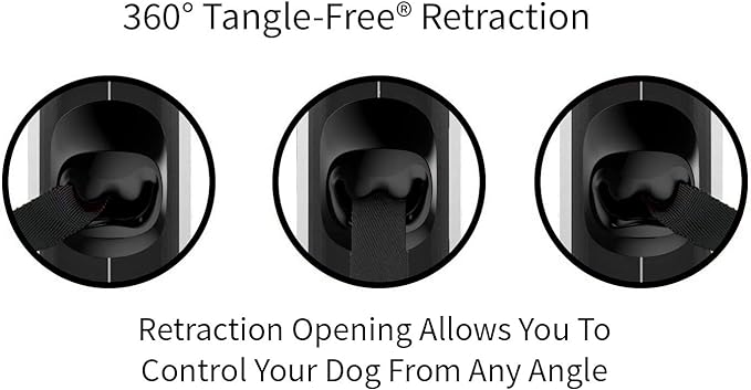 TUG 360° Tangle-Free Retractable Dog Leash with Anti-Slip Handle | 16 ft Strong Nylon Tape| One-Handed Brake, Pause, Lock (Medium, Grey)