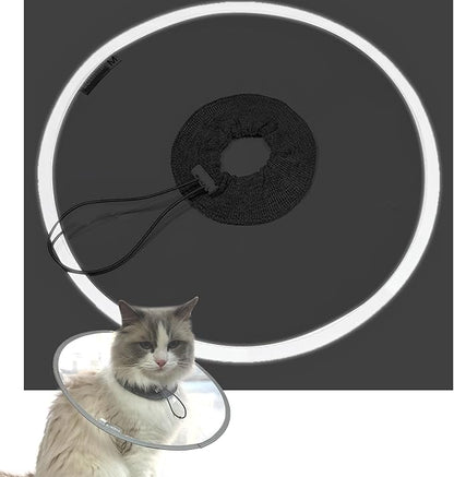 KUDES Cat Dogs Cone E Collar with Low Noise Fasteners Glow in The Dark, Transparent Cat Recovery Collar, Licking and Scratching Free Cone, Extra Soft Small Medium Dog Pet Surgery Collar