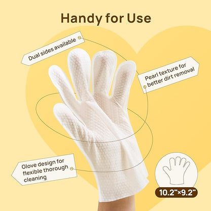 HICC PET Cleaning Deodorizing Glove Wipes for Dogs & Cats, Vet Recommended Hypoallergenic Hydrating & Nourish Fur Pet Grooming Glove Wipes, Pet Bathing Wipes for Horse Coat Care,6pcs Coconut Scent