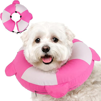 Inflatable Dog Cone for Small Dogs- Adjustable Neck Recovery ECollar,Lightweight Donut Collar After Surgery Anti-Licking & Biting,Waterproof Easy to Clean (Pink,M)