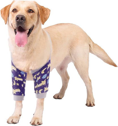 ROZKITCH Dog Surgery Leg Sleeve for Front Legs, Adjustable Pet Prevent Licking Wound Elbow Knee Protector, Dog Leg Sleeve to Stop Licking Cone Collar Alternative for Sprain ACL CCL Arthritis Blue XL