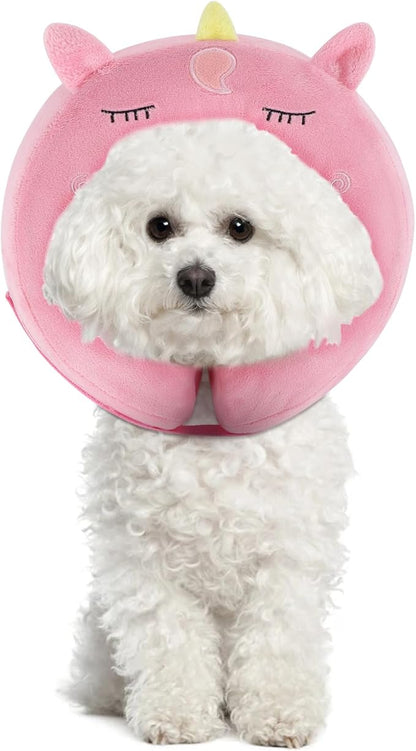 IEUUMLER Inflatable Recovery Dog Collar, Protective Donut Cone, Adjustable Soft Collar for Dog and Cat After Surgery Prevent from Biting & Scratching EU002 - Unicorn M+