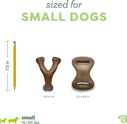 Benebone 2 Count (Pack of 1) Wishbone/Dental Durable Dog Chew Toys, Real Bacon, Made in USA, Small