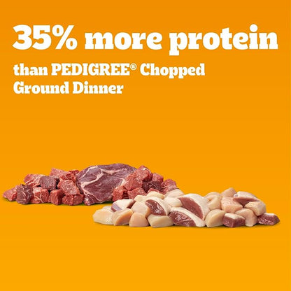 Pedigree High Protein Wet Dog Food,Adult Soft Canned Dog Food Variety Pack,Chicken Duck & Beef Bison Flavor,13.2 oz. Cans,12 Count (Pack of 2)