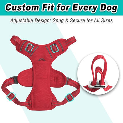 BARKBAY Dog Harness No Pull Mesh for Small Dogs - Adjustable, Reflective, Comfortable, No Choke, Heavy-Duty - Perfect for Outdoor Training, Walking, and Hiking - Strong & Durable - XS & Red Mesh