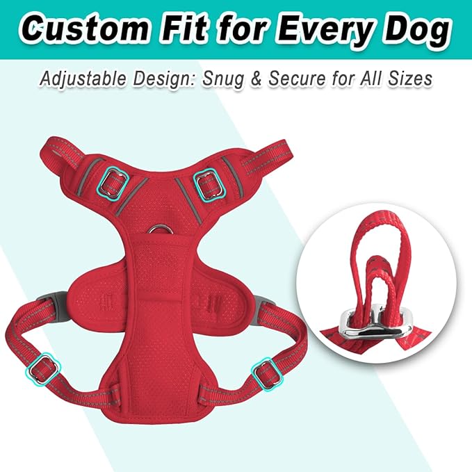 BARKBAY Dog Harness No Pull Mesh for Small Dogs - Adjustable, Reflective, Comfortable, No Choke, Heavy-Duty - Perfect for Outdoor Training, Walking, and Hiking - Strong & Durable - S & Red Mesh