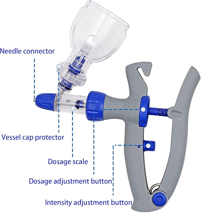 Animal Veterinary Syringe, Automatic Continuous Syringes, Bottle Adjustable Precision Injector Gun for Poultry Livestock(A,2 ml)